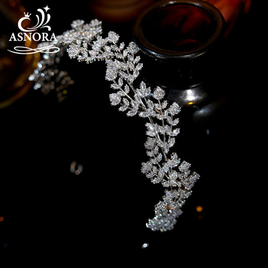 White Crystal Leafs For Women - Wedding Accessories - Hair Jewelry